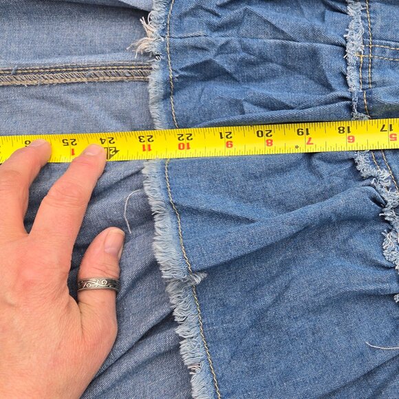 GOTH BOHEMIAN BLUE DENIM RUFFLE IRREGULAR HEM HIGH LOW SKIRT 2x 18 20 - Picture 12 of 16